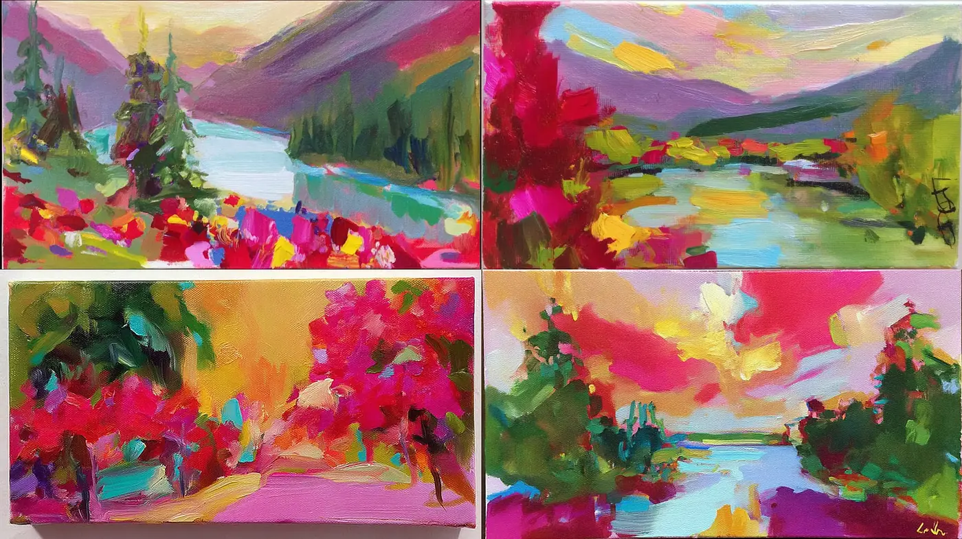 Vibrant Abstract Landscapes with a Richly Textured Feel - Midjourney sref style