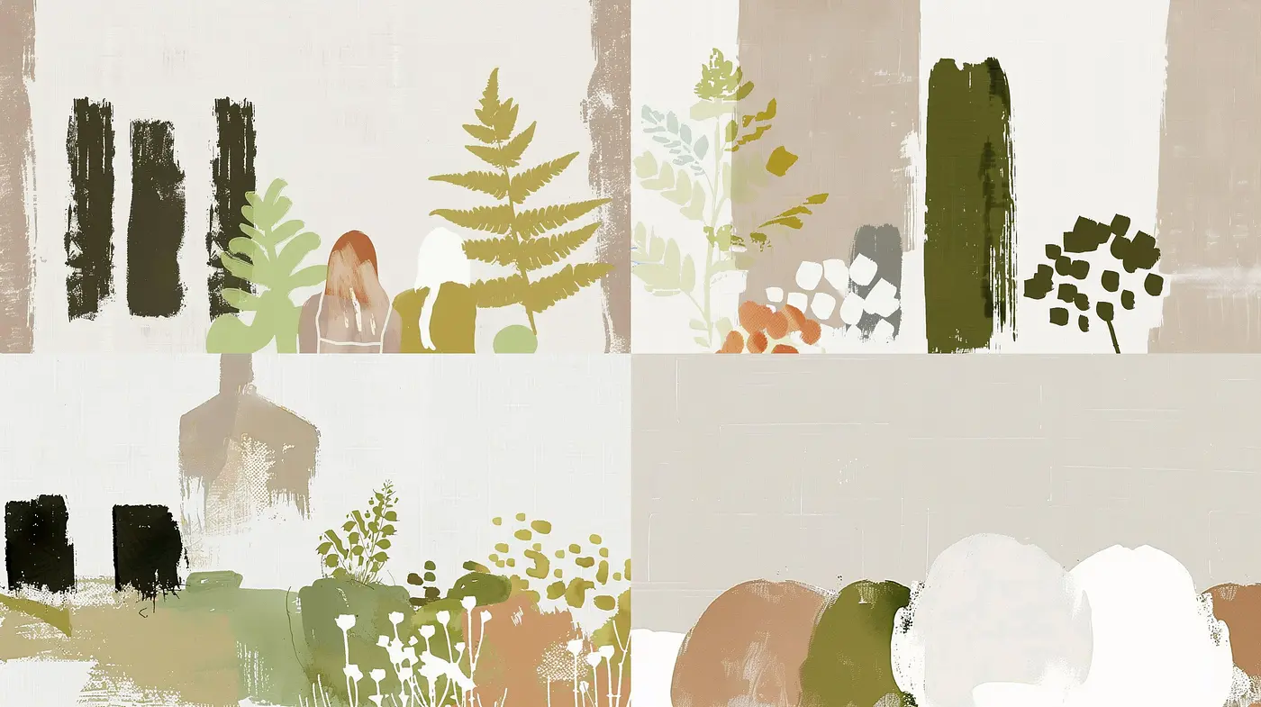 Abstract Earthy Textures in Botanical Harmony - Midjourney sref style