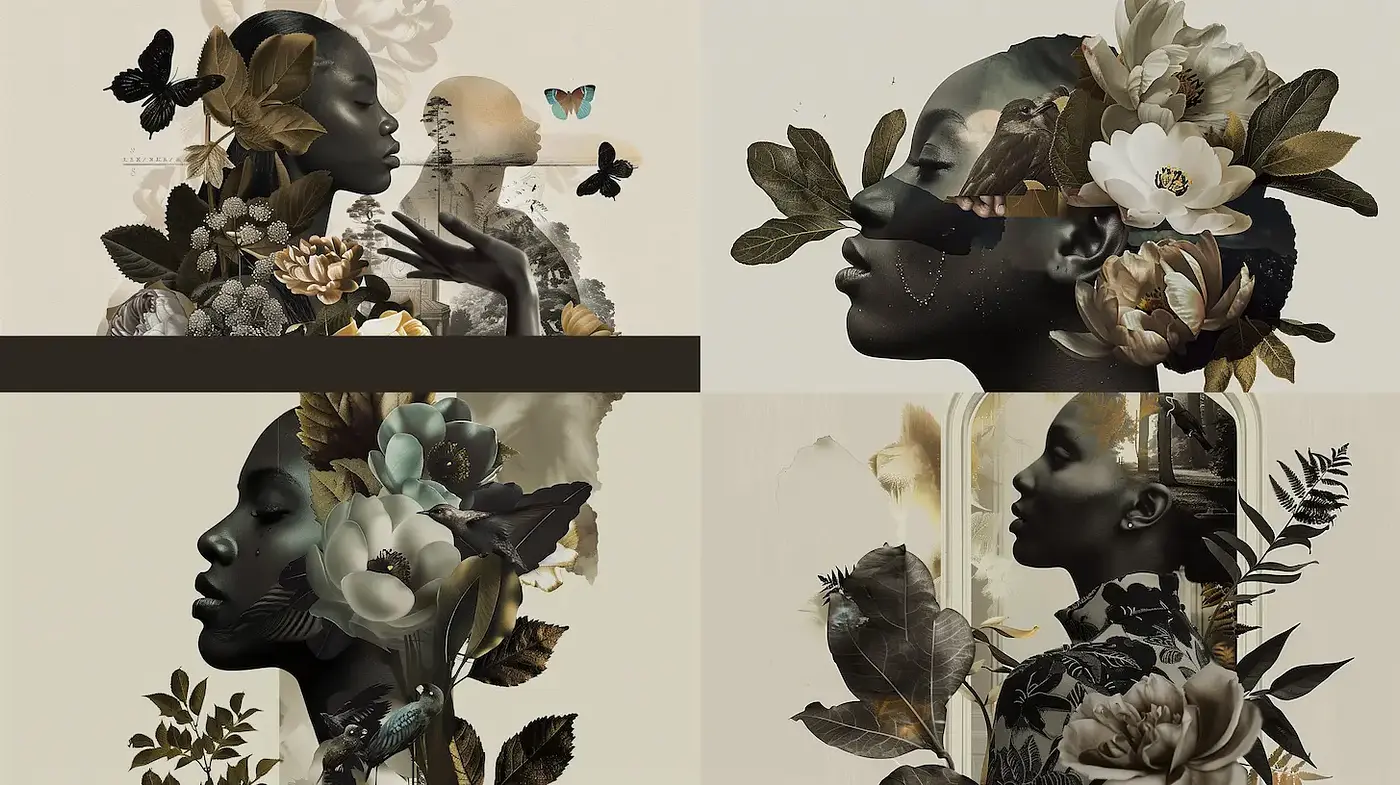 Contemporary botanical portrait art with ethereal qualities - Midjourney sref style