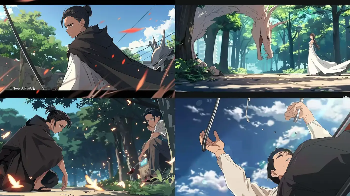 Dynamic and Lush Fantastical Landscapes with a Touch of Anime Aesthetics - Midjourney sref style