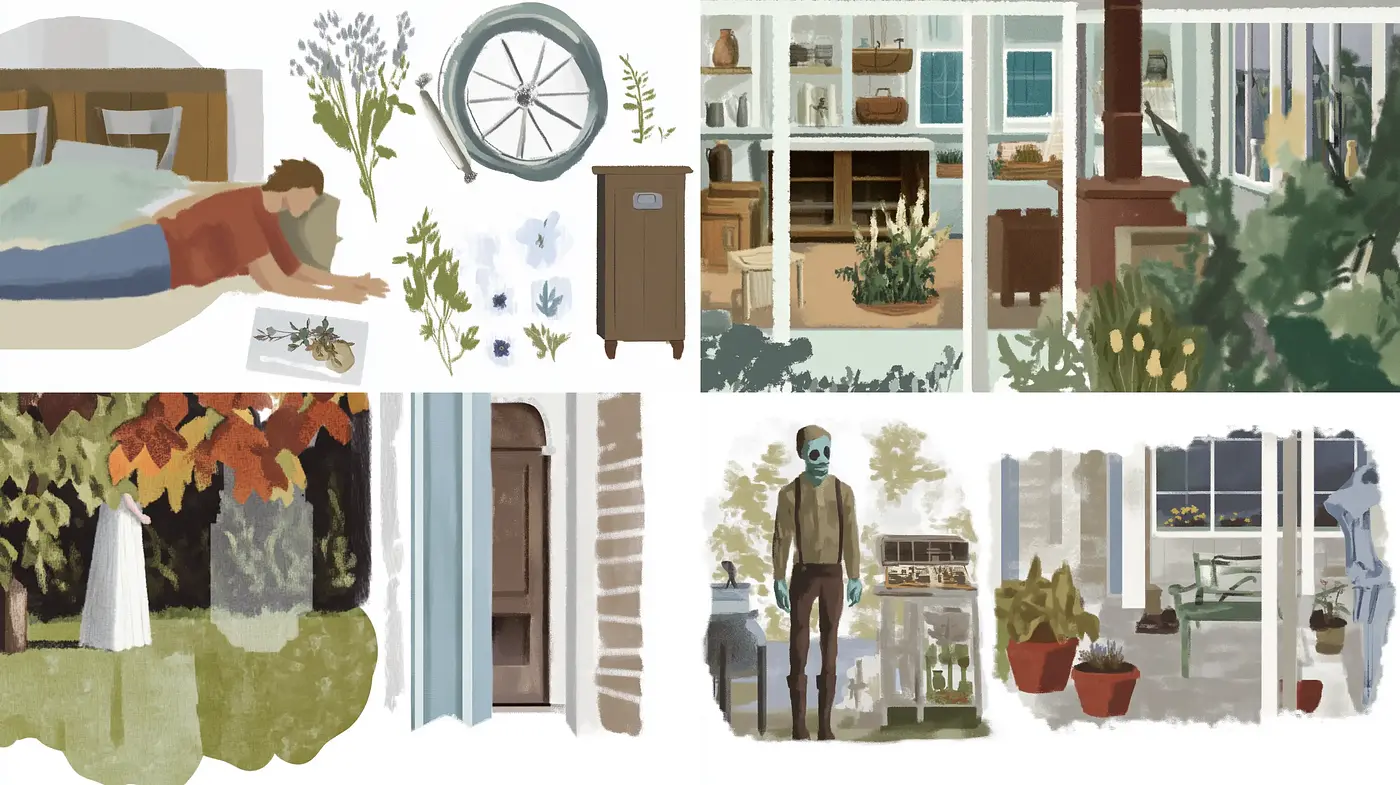 Serene Homestead Palette: Blending Rustic Charm with Pastoral Elegance - Midjourney sref style