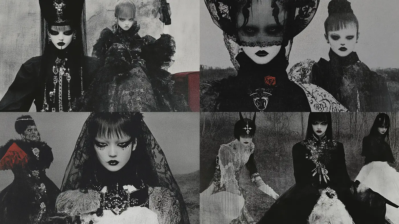 Gothic Elegance with a Monochromatic Vogue Essence - Midjourney sref style