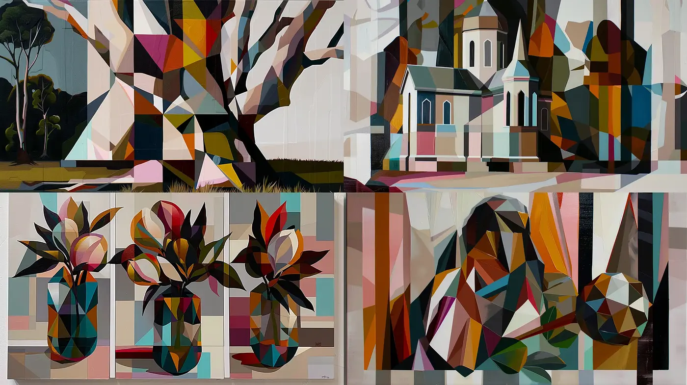 Faceted Geometric Forms with Subdued Modernist Influence - Midjourney sref style