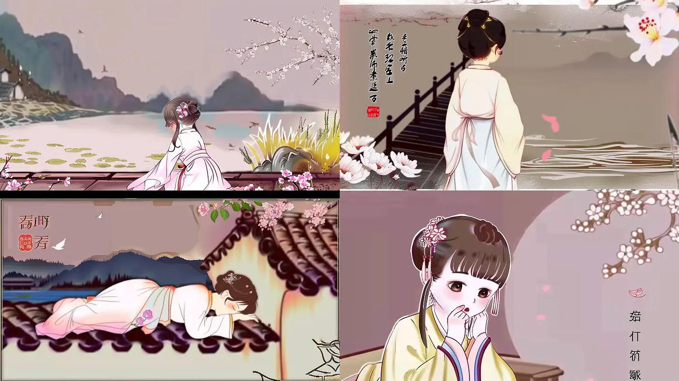 Elegant Asian-Influenced Digital Illustration with Pastel Tones and Floral Motifs - Midjourney sref style