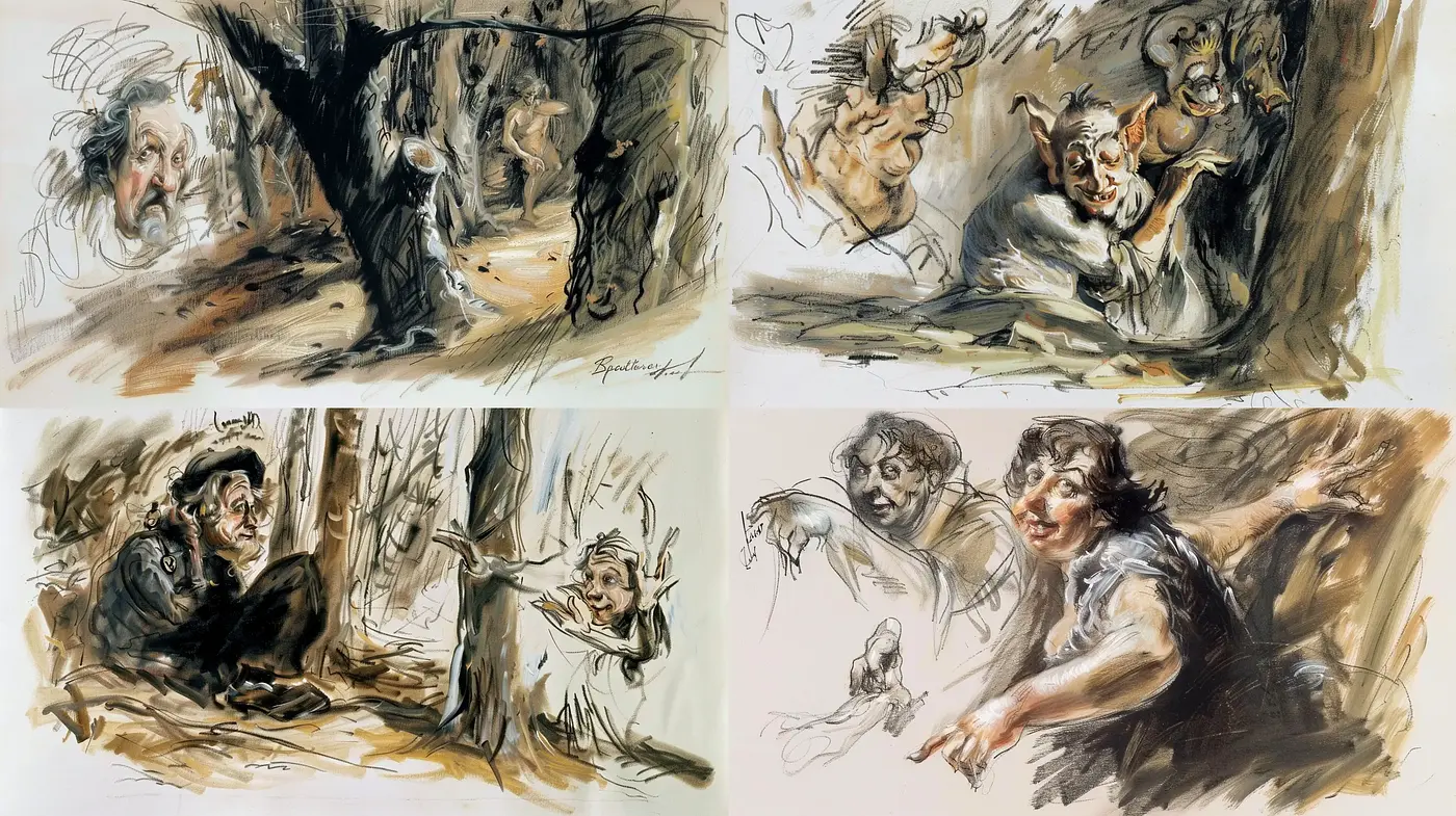 Expressive Brushstrokes and Earthy Tones of Evocative Illustrations - Midjourney sref style