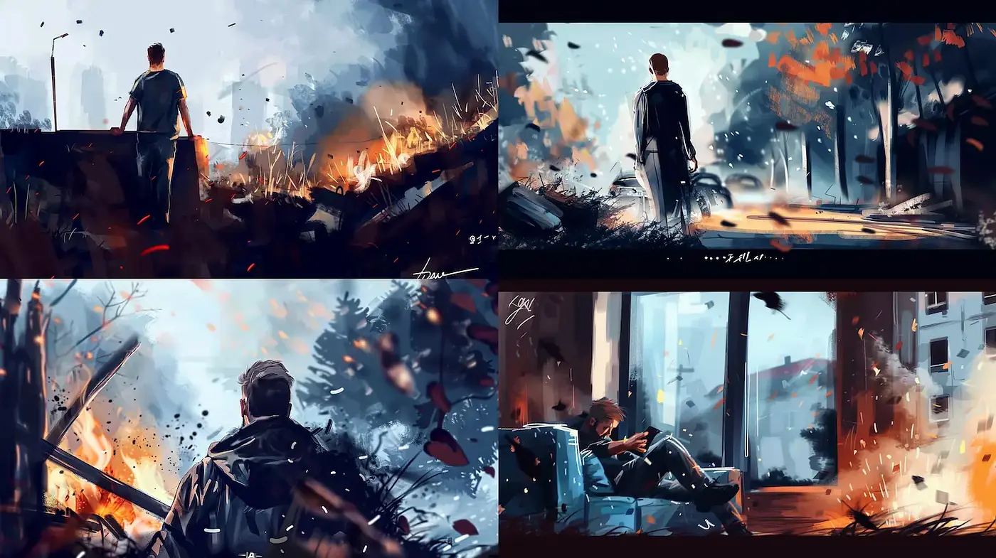 Dynamic and Evocative Post-Apocalyptic Illustration with a Blend of Realism and Impressionism - Midjourney sref style