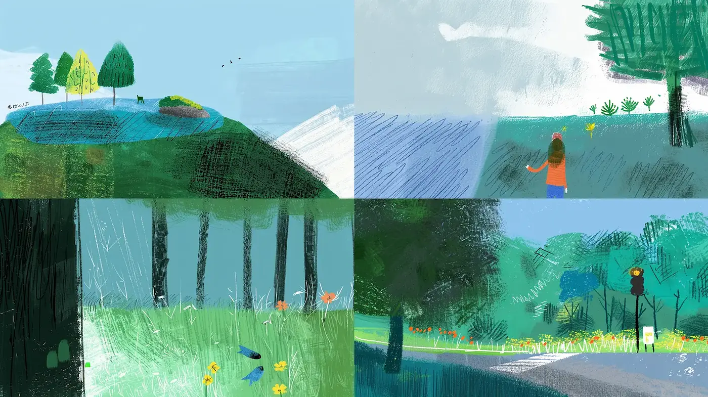 Vibrant and Playful Illustrations with a Whimsical Nature Theme - Midjourney sref style