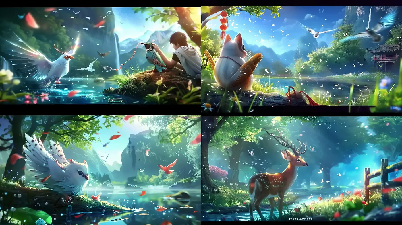 Enchanted Nature and Mythical Creatures: A Luminous Journey in Digital Art - Midjourney sref style