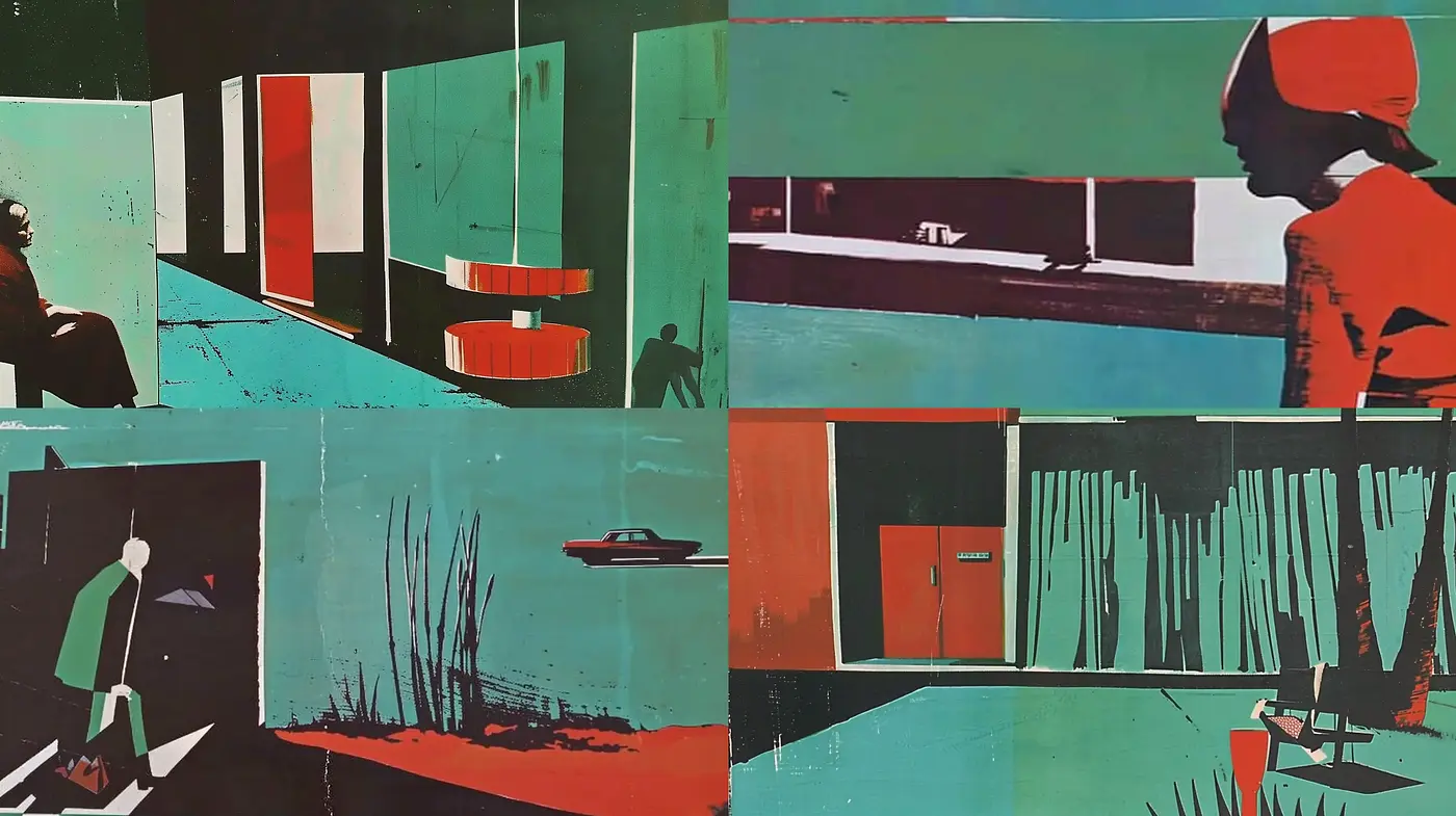 Stylized Retrofuturistic Abstraction With A Cinematic Edge - Midjourney sref style