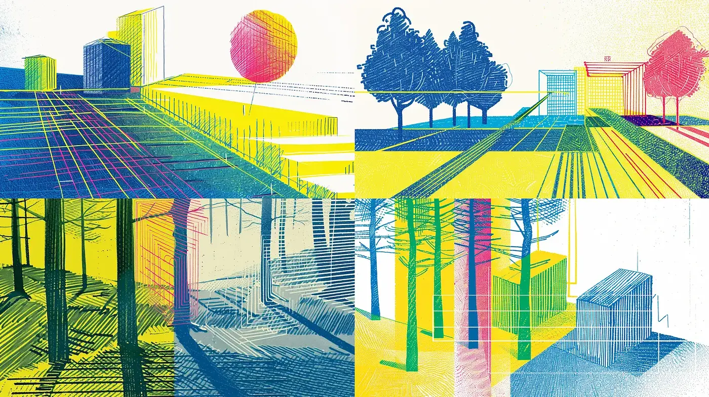 Vibrant Geometric Landscape Illustrations with a Contemporary Flair - Midjourney sref style