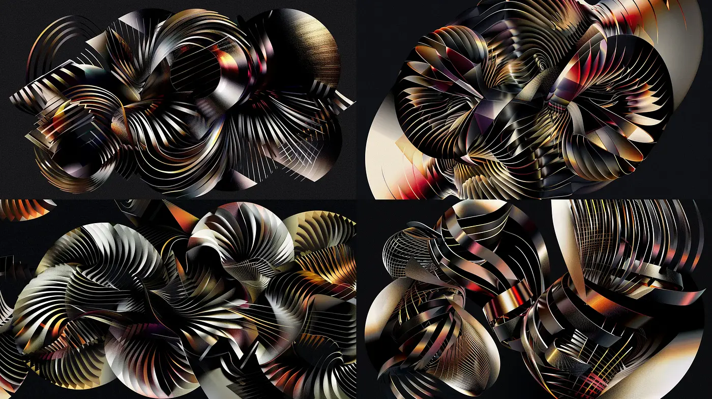 Futuristic Synesthesia: Interwoven Digital Sculptures - Midjourney sref style