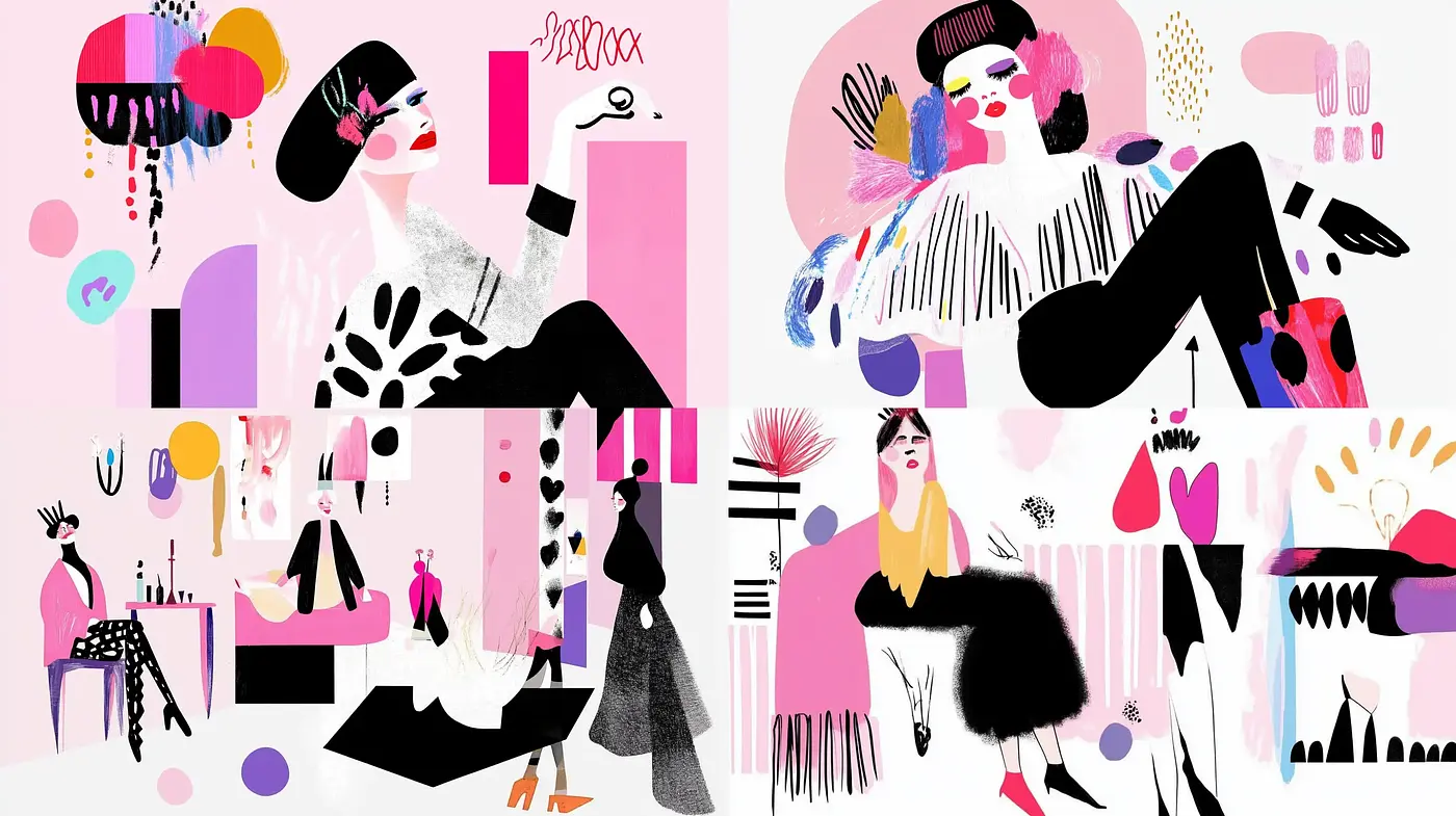 Modern Abstract Fashion Fusion with a Playful Palette - Midjourney sref style