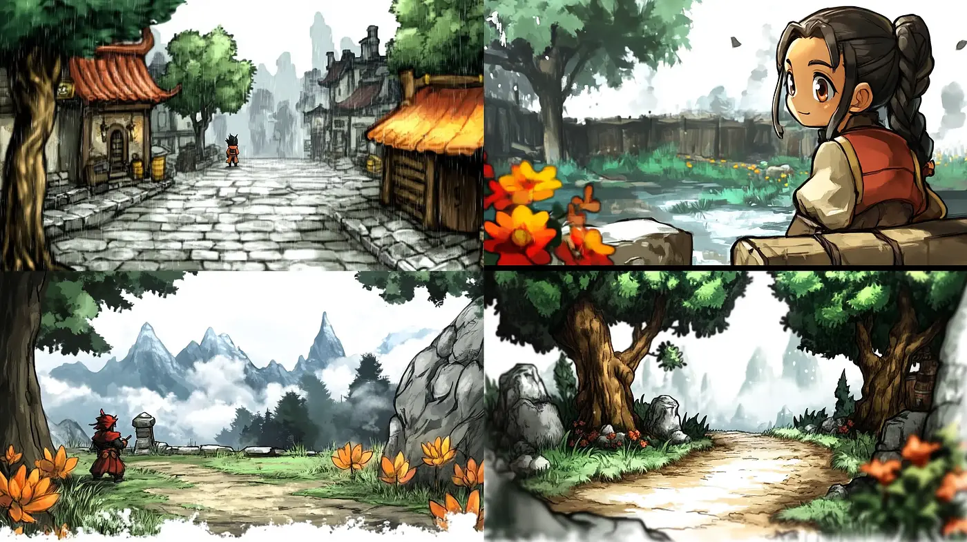 Enchanting Storybook Illustration Fusion - Midjourney sref style