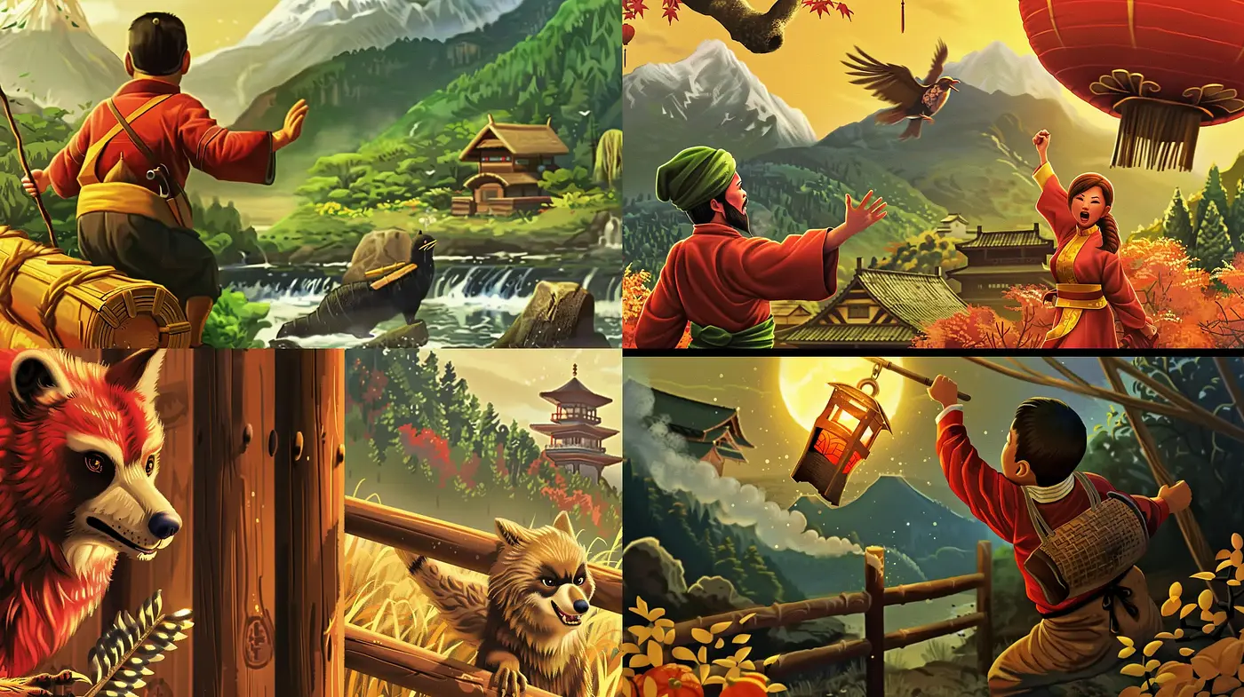 Idyllic Panoramic Vistas in Saturated Storybook Illustration Style - Midjourney sref style