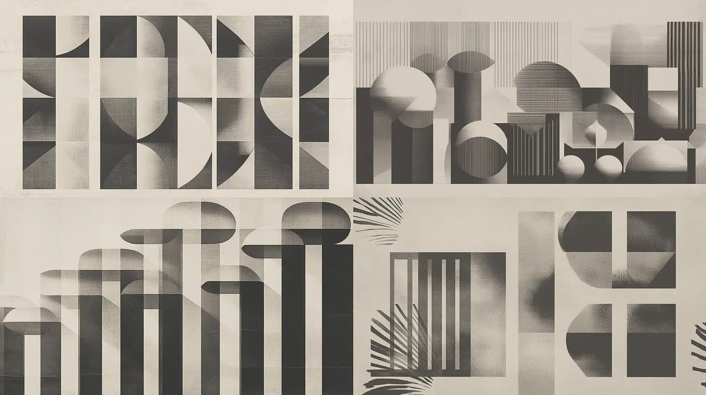 Monochromatic Geometric Abstraction Series - Midjourney sref style