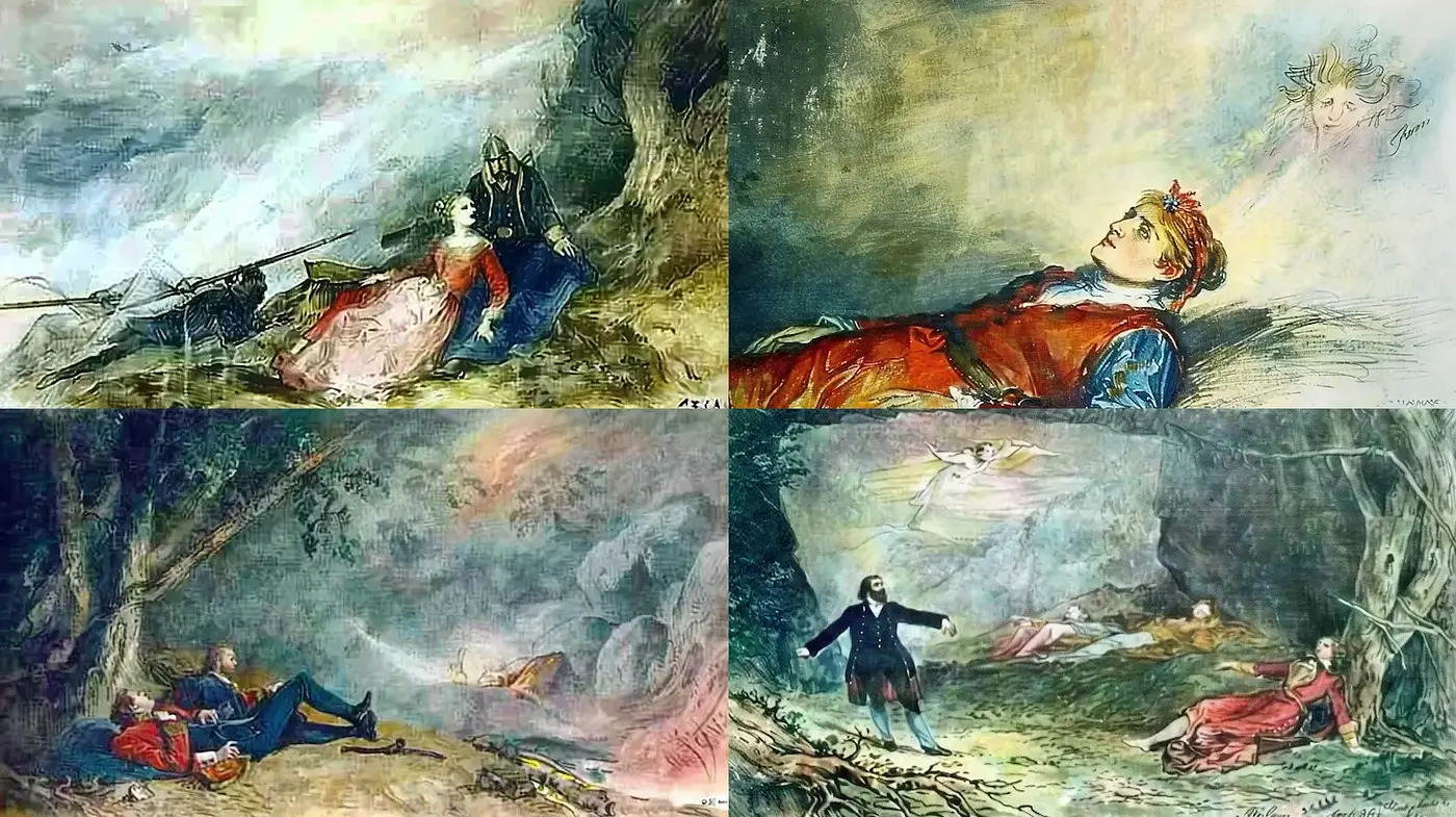 Surreal and ethereal dreamlike imagery with a romantic undertone - Midjourney sref style