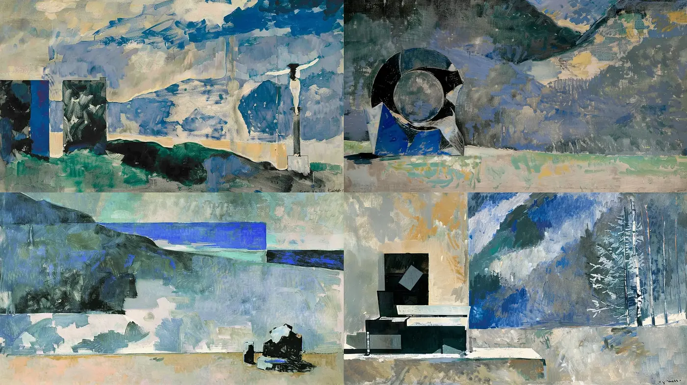 Cubist Echoes in Contemporary Textured Landscapes - Midjourney sref style