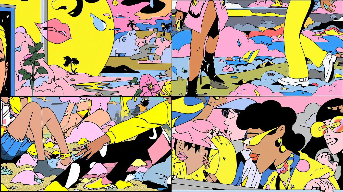 Vibrant and Whimsical Pop Art Inspired by Contemporary Aesthetics - Midjourney sref style