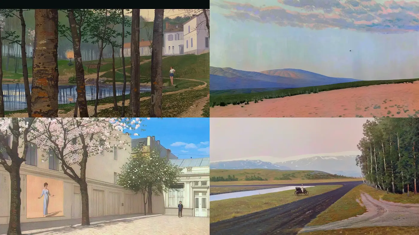 Serene Landscape Reflections in Pastel Hues - Midjourney sref style