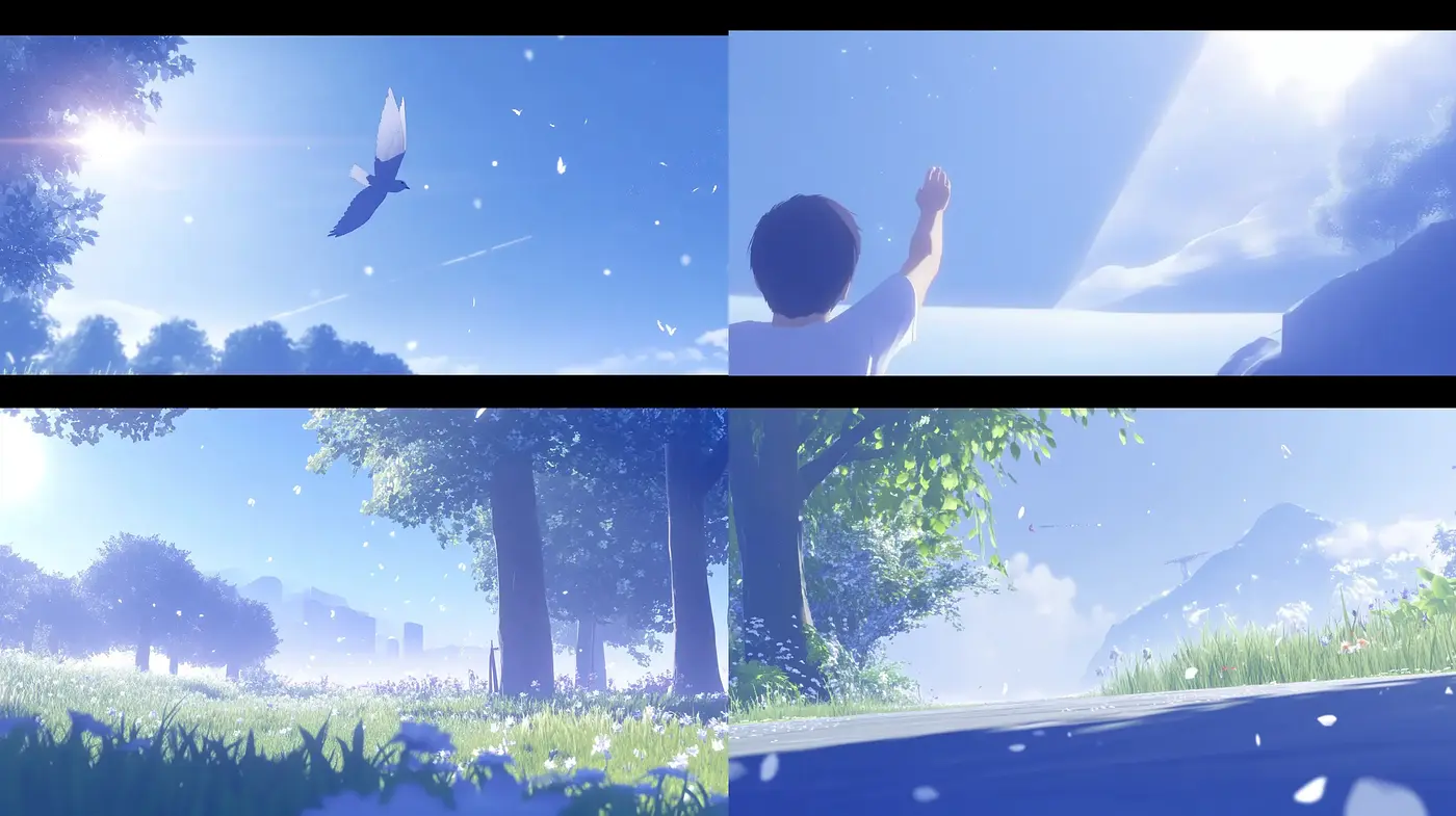 Ethereal Lightscapes in Soft-Hued Anime Dreamscapes - Midjourney sref style