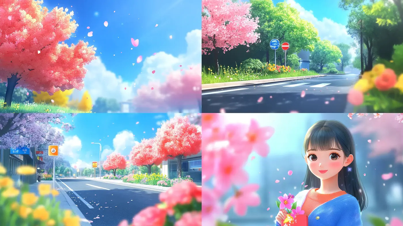 Sakura Serenity: A Whimsical Anime Springtime Impression - Midjourney sref style