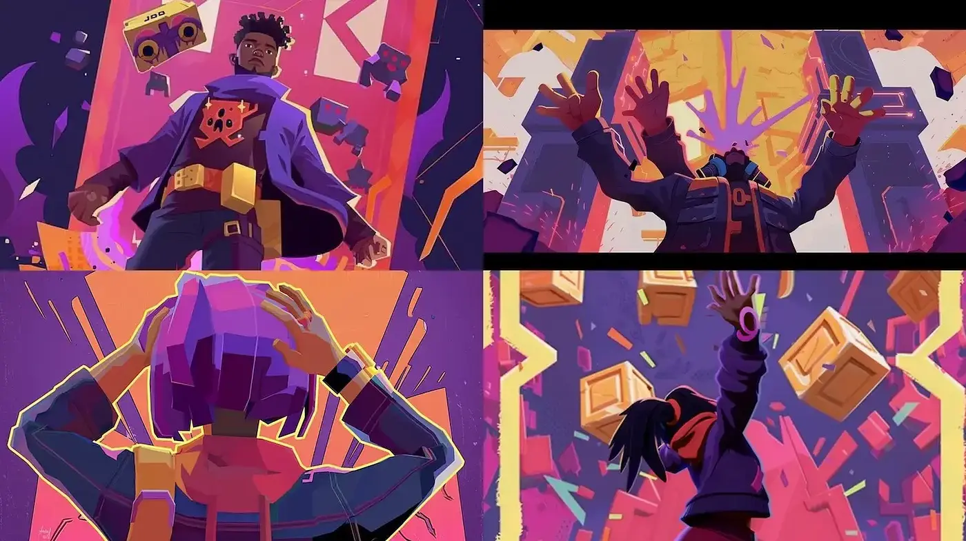 Vibrant, expressive digital art with a dynamic and energetic vibe - Midjourney sref style