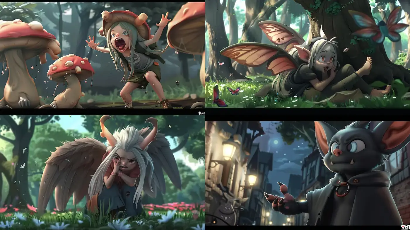 Playful and Enchanting Fantasy Scenes with Whimsical Creatures - Midjourney sref style