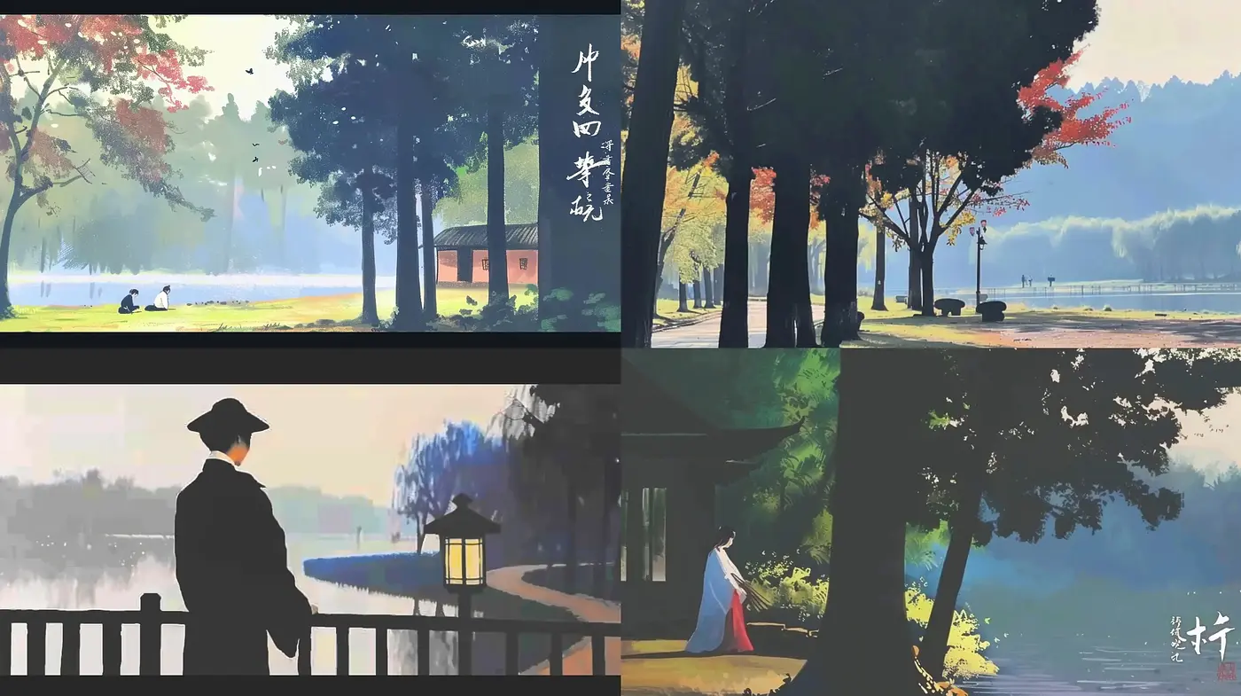 Tranquil East Asian-Inspired Digital Paintbrush Vistas - Midjourney sref style
