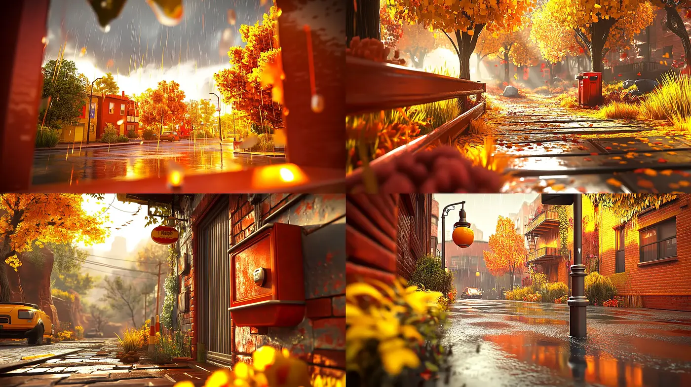 Autumnal Hues in a Cinematic Suburbia - Midjourney sref style