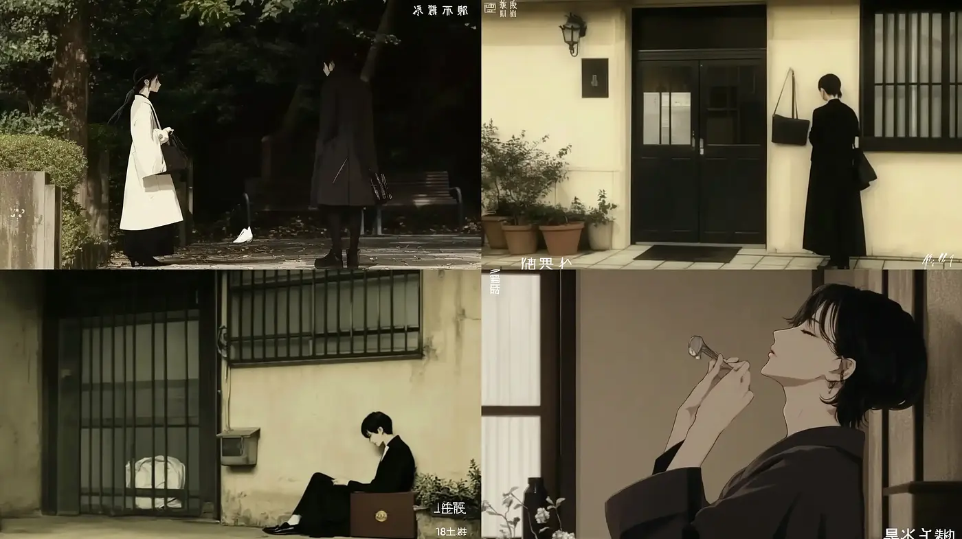 Monochrome Elegance: A Study in Sepia Manga Illustration - Midjourney sref style