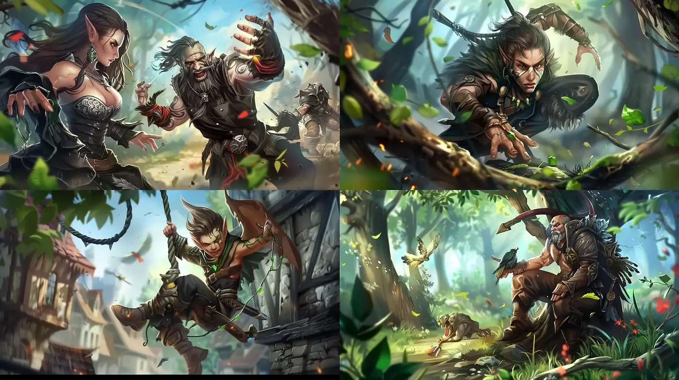 Epic Fantasy Ambiance with Dynamic Character Art - Midjourney sref style