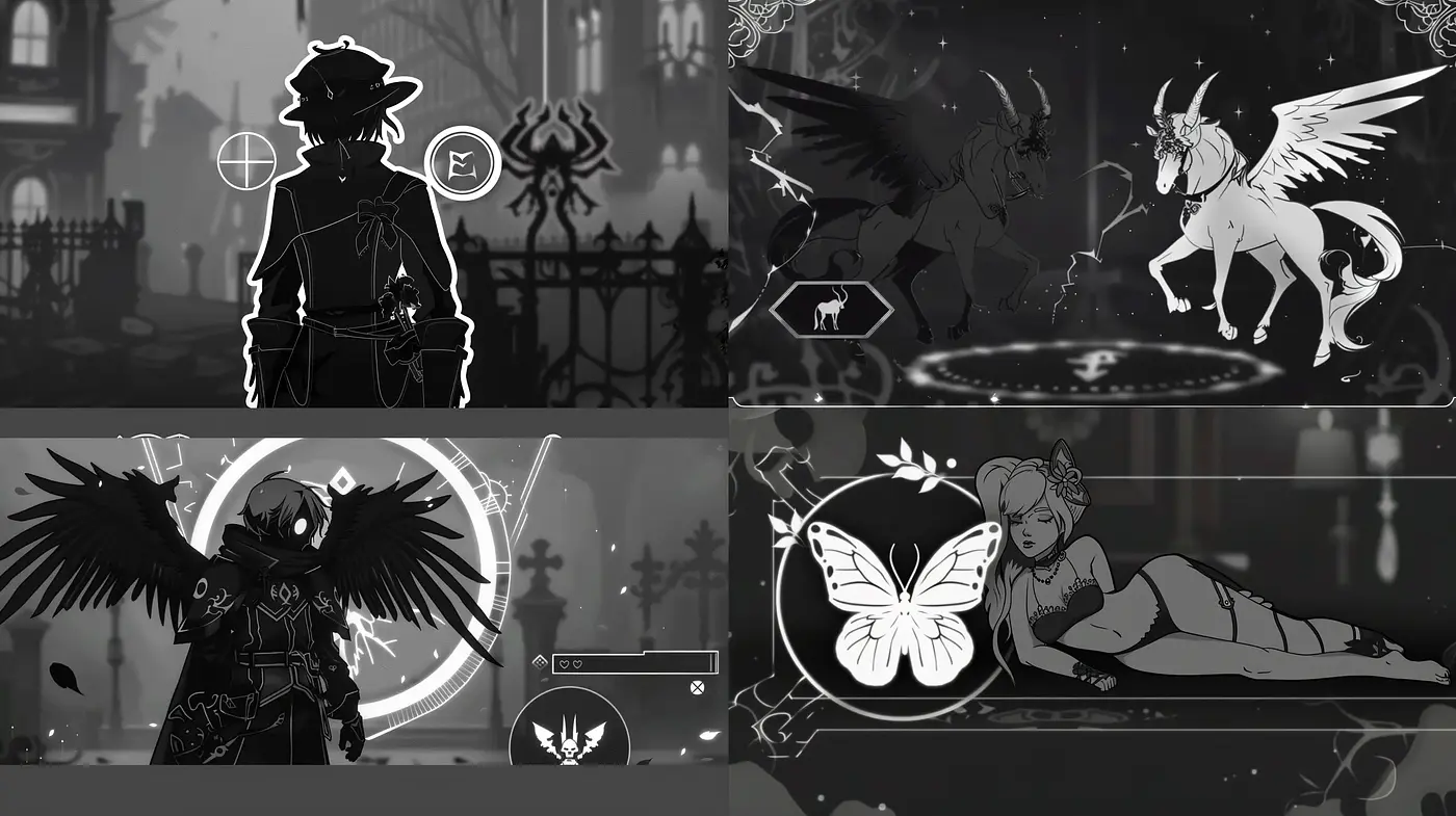 Monochromatic Gothic Fantasy - Midjourney sref style