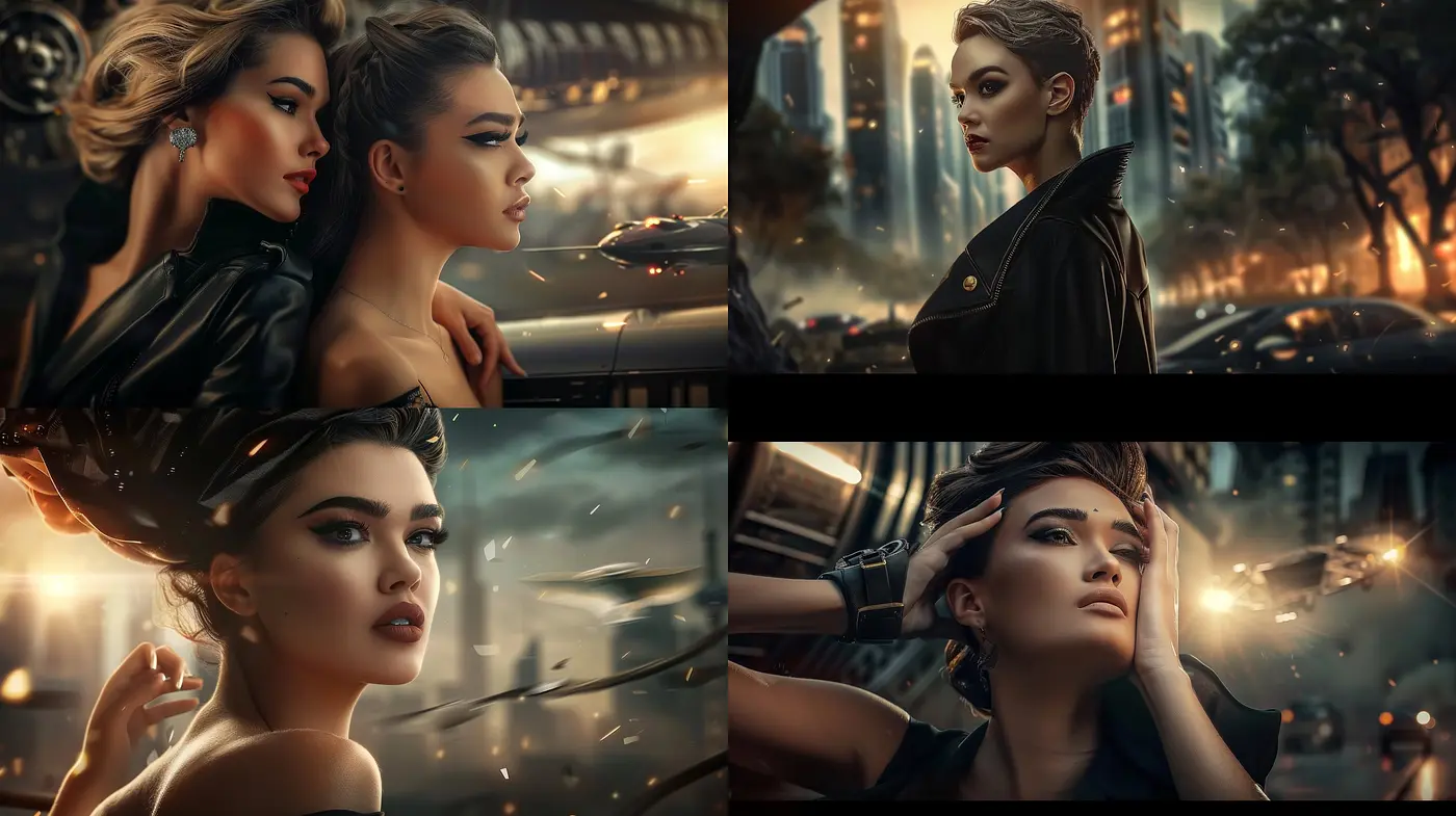 Cinematic Twilight Urban Elegance with Harmonious Brown Tones - Midjourney sref style