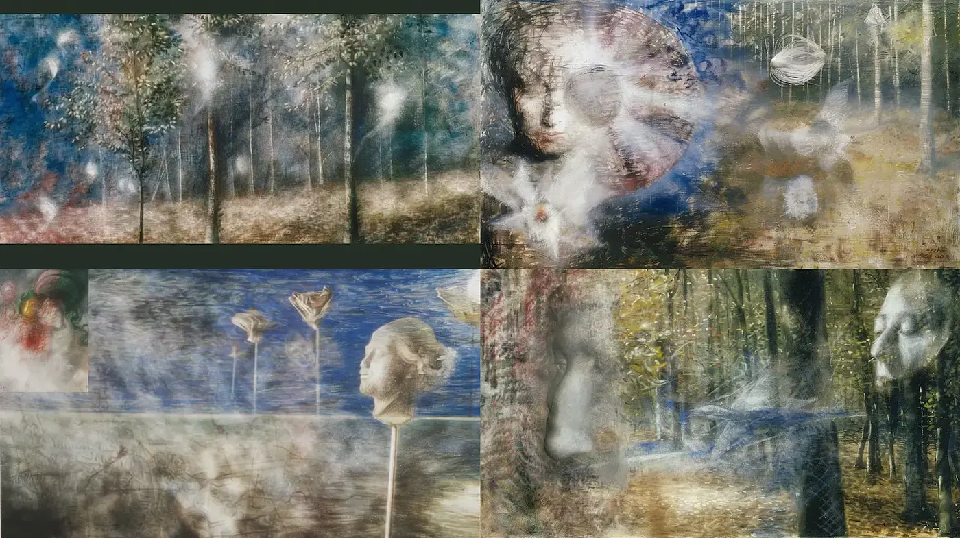 Ethereal Dreamscape with Elements of Surrealism and Impressionism - Midjourney sref style