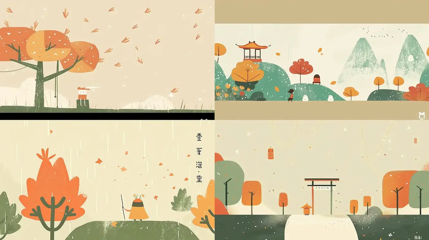 Whimsical, serene landscape with soft textures and muted tones - Midjourney sref style