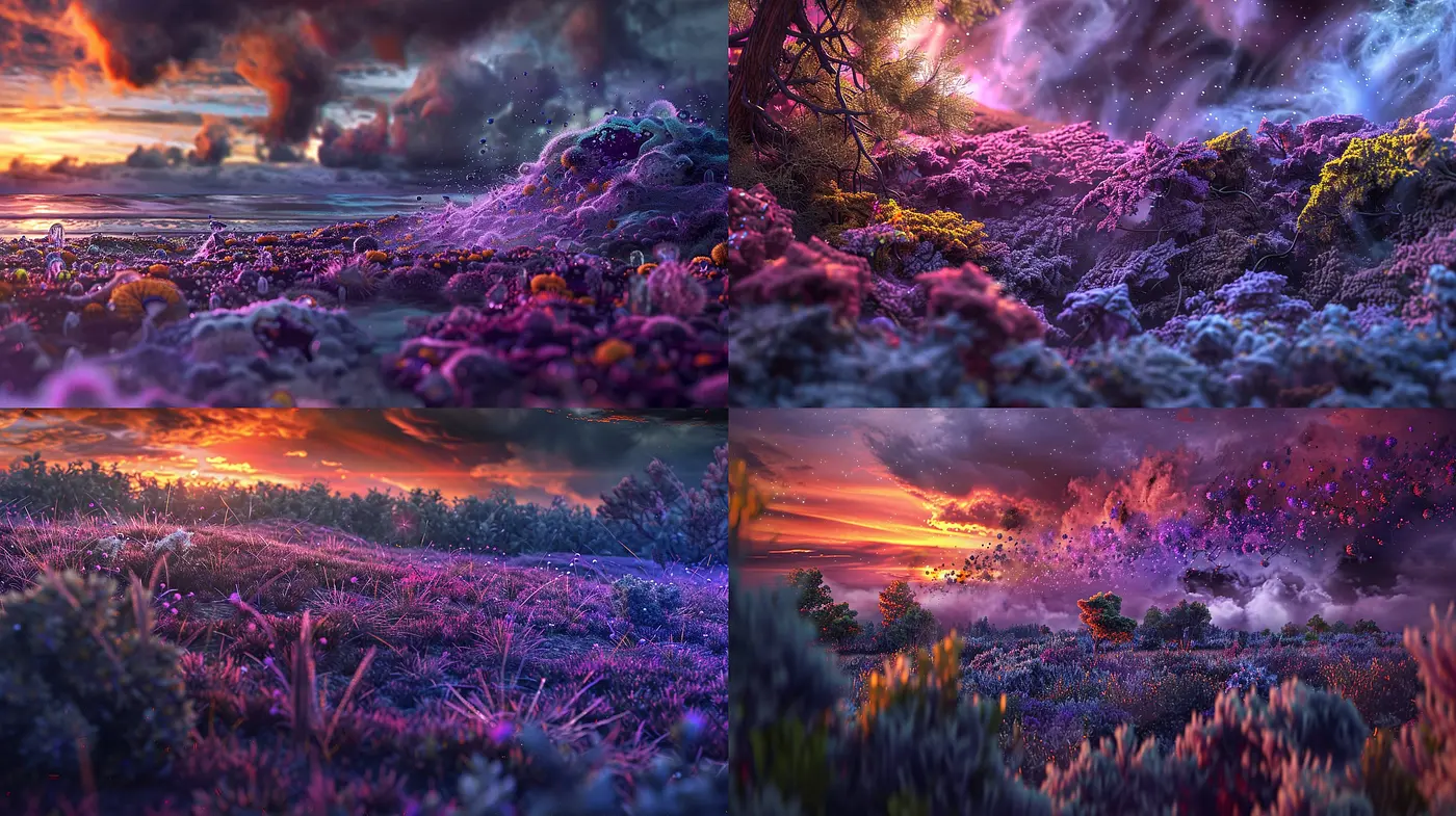 Ethereal Twilight Fusion: A Harmonious Blend of Surreal Landscapes with Fantasy Influences - Midjourney sref style