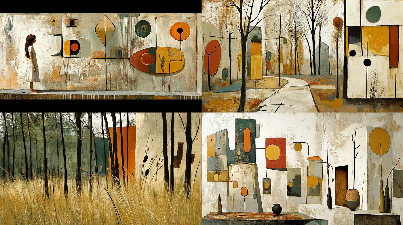 Autumn Hues in Abstract Geometric Harmony - Midjourney sref style
