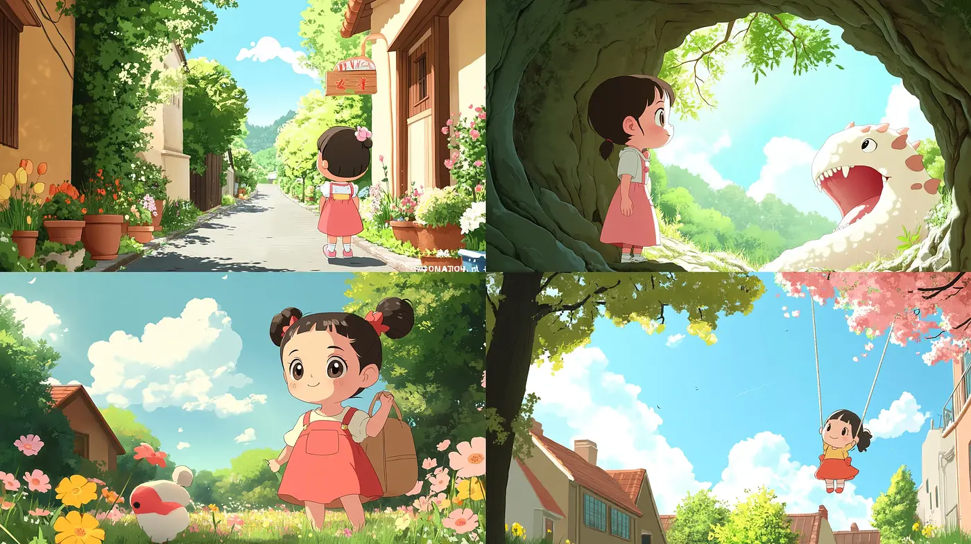 Serene Pastoral Whimsy: A Harmonious Fusion of Anime Aesthetics and Storybook Charm - Midjourney sref style