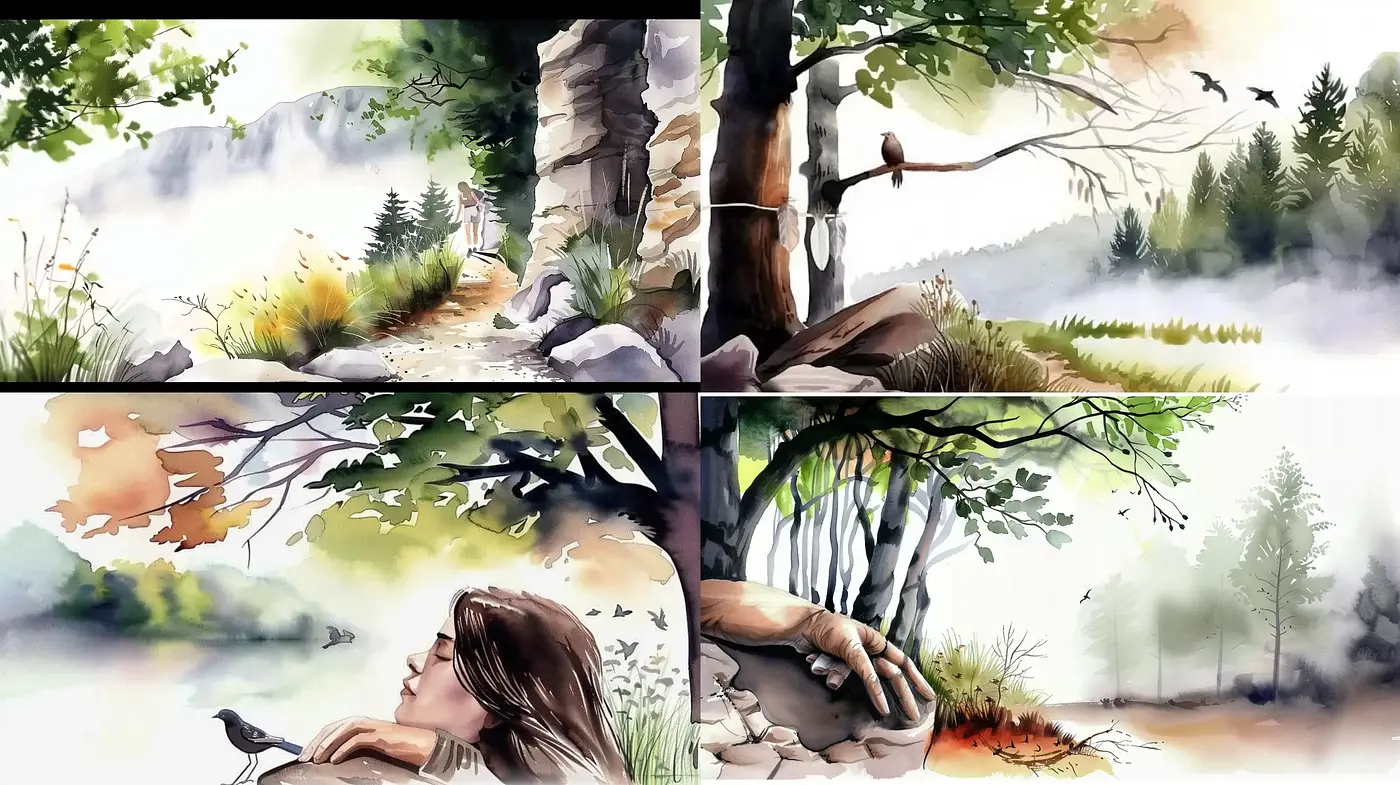 Nature's Harmony in Watercolor Softness - Midjourney sref style