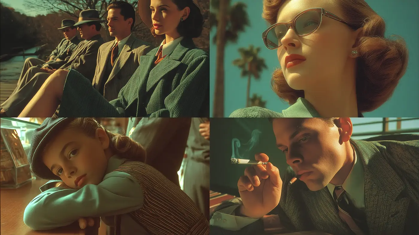 Stylized Retro Aesthetics with a Touch of Noir - Midjourney sref style