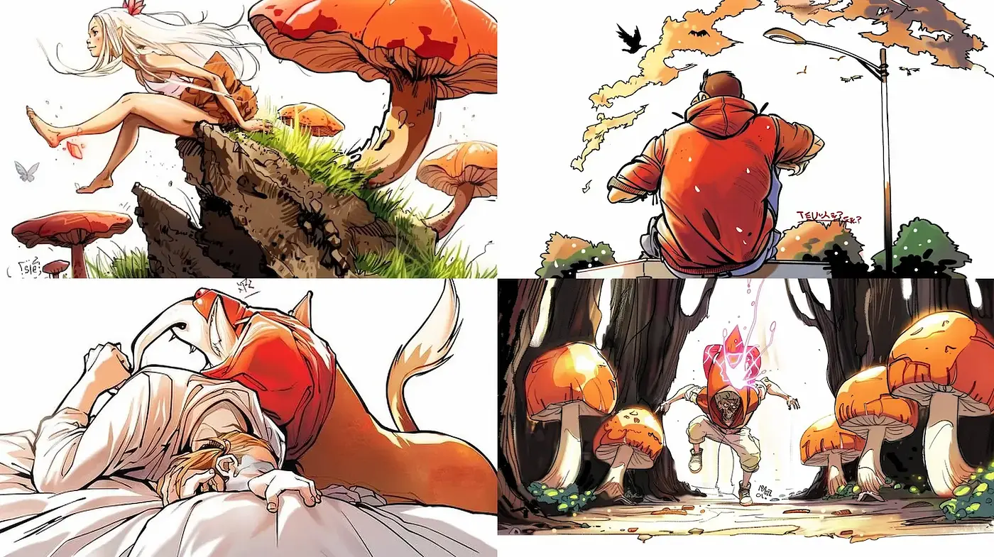 Whimsical and vibrant illustrations with a playful storytelling essence - Midjourney sref style