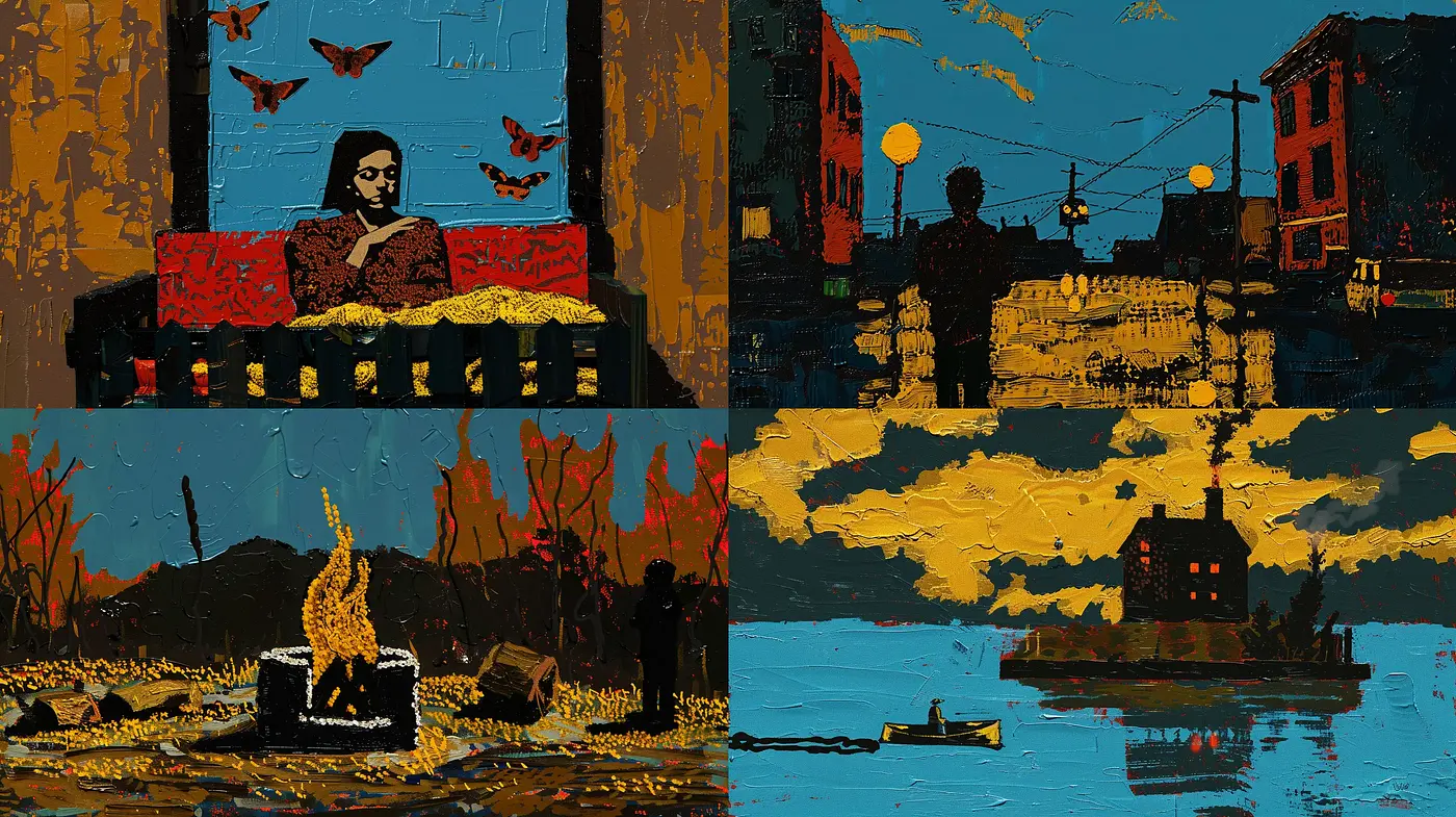 Textured Expressive Nocturne Series with a Cinematic Mood - Midjourney sref style