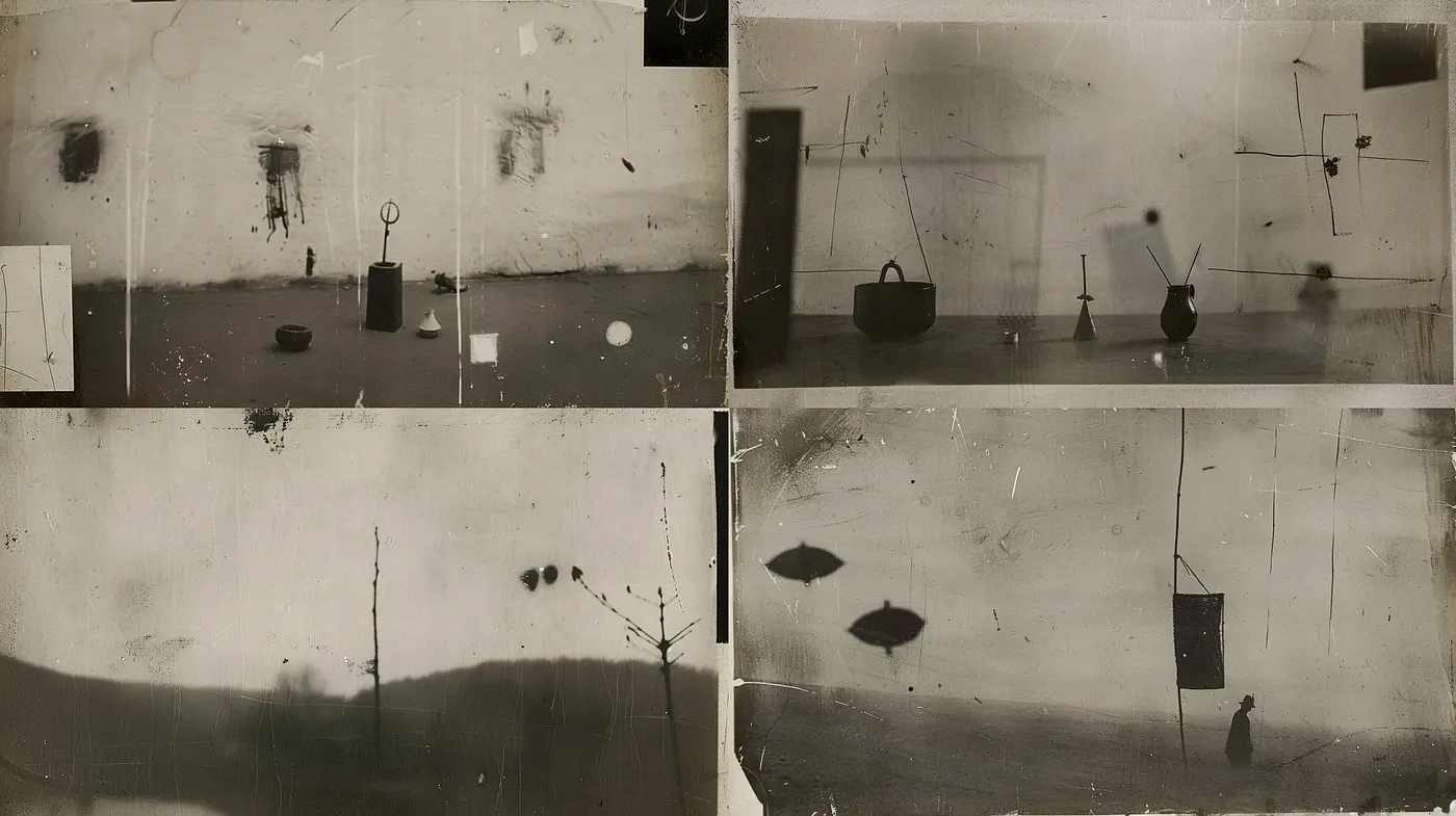 Monochromatic Abstraction of Solitude and Decay - Midjourney sref style