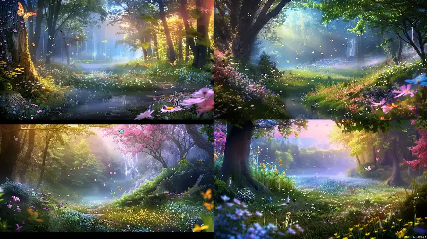 Lush Enchanted Forests with Ethereal Lighting and Vibrant Flora - Midjourney sref style