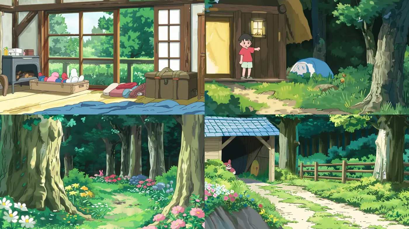 Serene Ghibli-inspired Idyllic Nature Scenes - Midjourney sref style