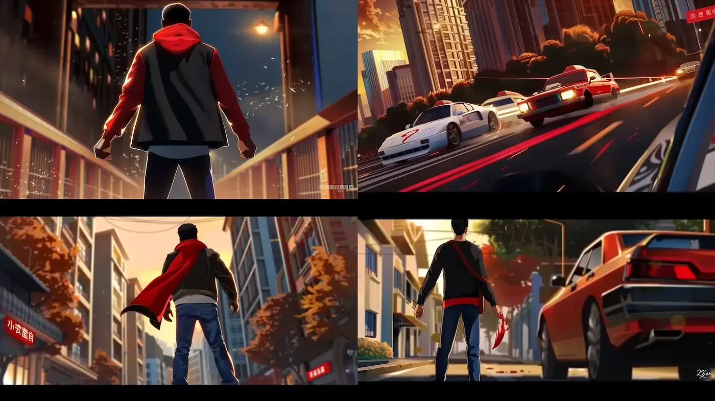 Dynamic urban scenes with a vibrant, graphic art style - Midjourney sref style