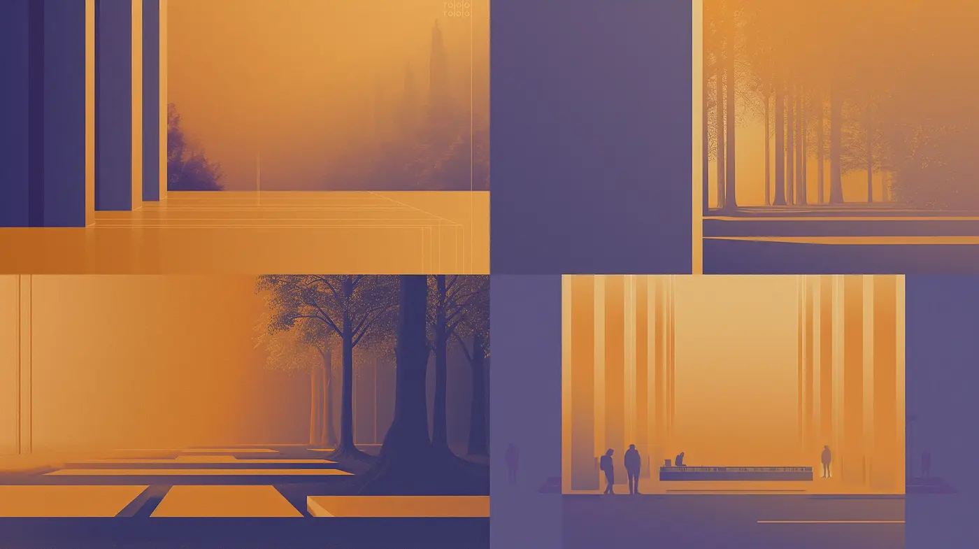 Aurora Dusk - A Homage to Geometric Serenity and Monochrome Twilight - Midjourney sref style