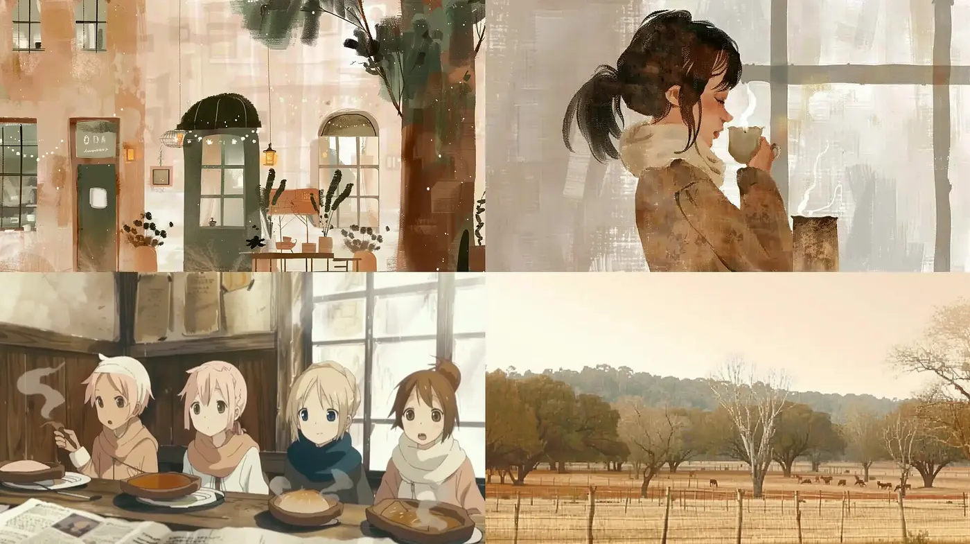Warm Rustic Serenity: A Harmonious Blend of Natural Hues and Gentle Textures - Midjourney sref style
