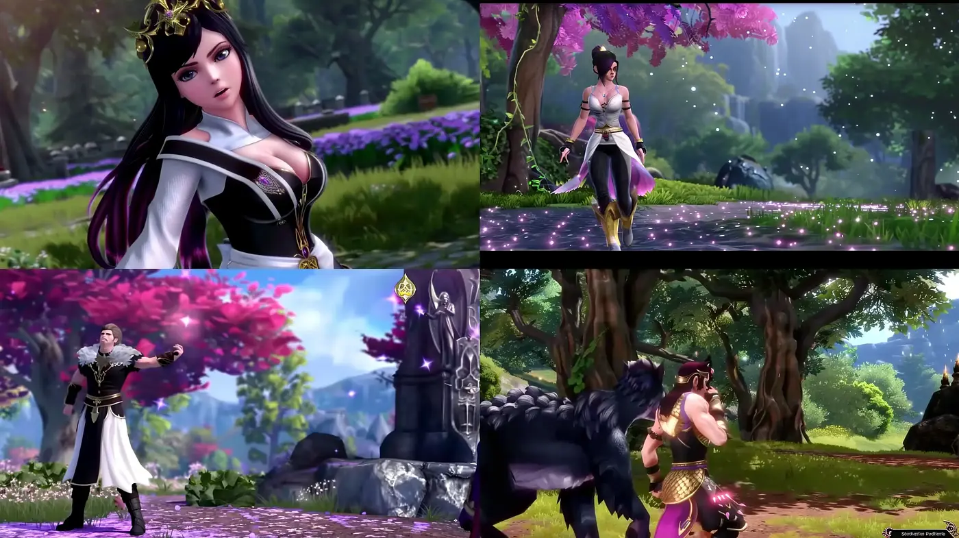 Enchanted Fantasy Realms with Vivid Nature and Ethereal Characters - Midjourney sref style