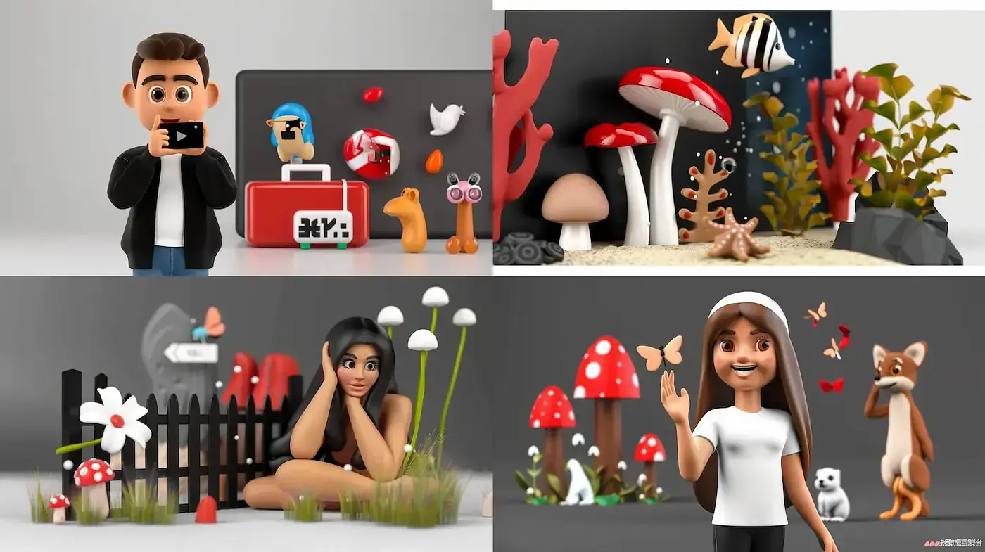 Playful and Whimsical 3D Illustration Style with a Modern Aesthetic - Midjourney sref style